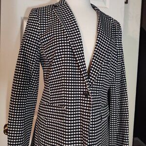 BANANA REPUBLIC  LONG & LEAN BLACK & WHITE CHECKERED WOMEN'S BLAZER